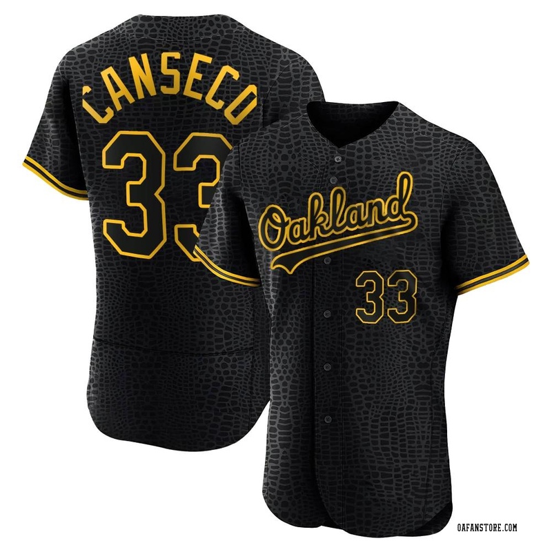 Authentic Jose Canseco Men's Oakland Athletics Black Snake Skin City Jersey