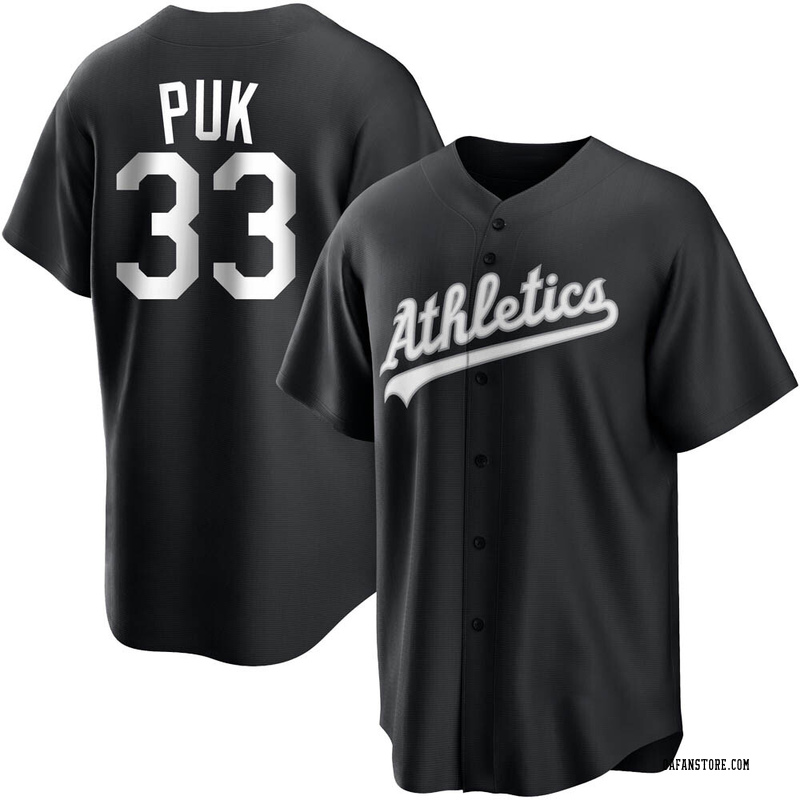 Replica A.J. Puk Youth Oakland Athletics Black Pitch Fashion Jersey