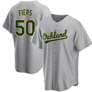 2019 Oakland A's Athletics Mike Fiers #50 Game Issued Grey Jersey