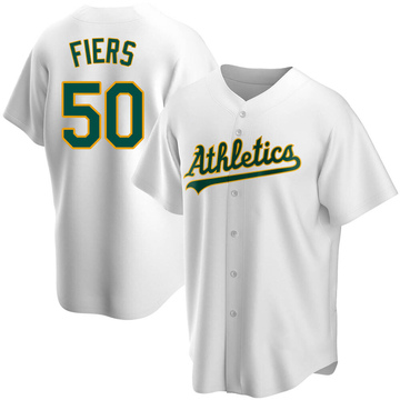2019 Oakland A's Athletics Mike Fiers #50 Game Issued Grey Jersey