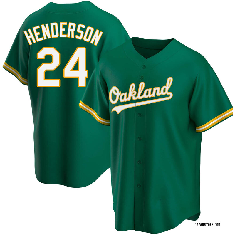 Men's Oakland Athletics Rickey Henderson Green Alternate Jersey - Replica