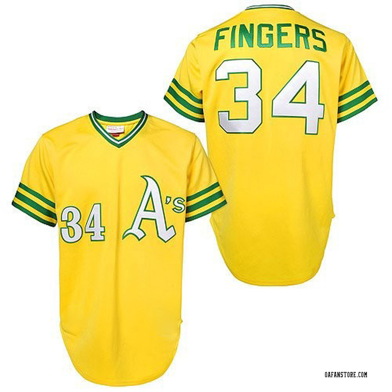 Replica Rollie Fingers Men's Oakland Athletics Gold Throwback Jersey
