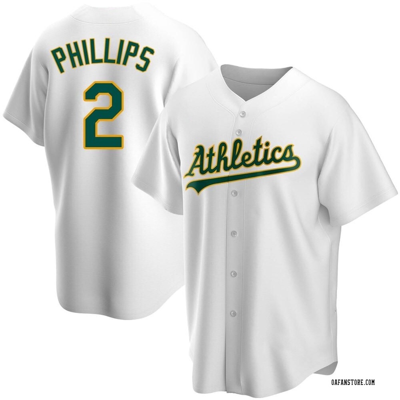 Men's Oakland Athletics Tony Phillips White Throwback Jersey